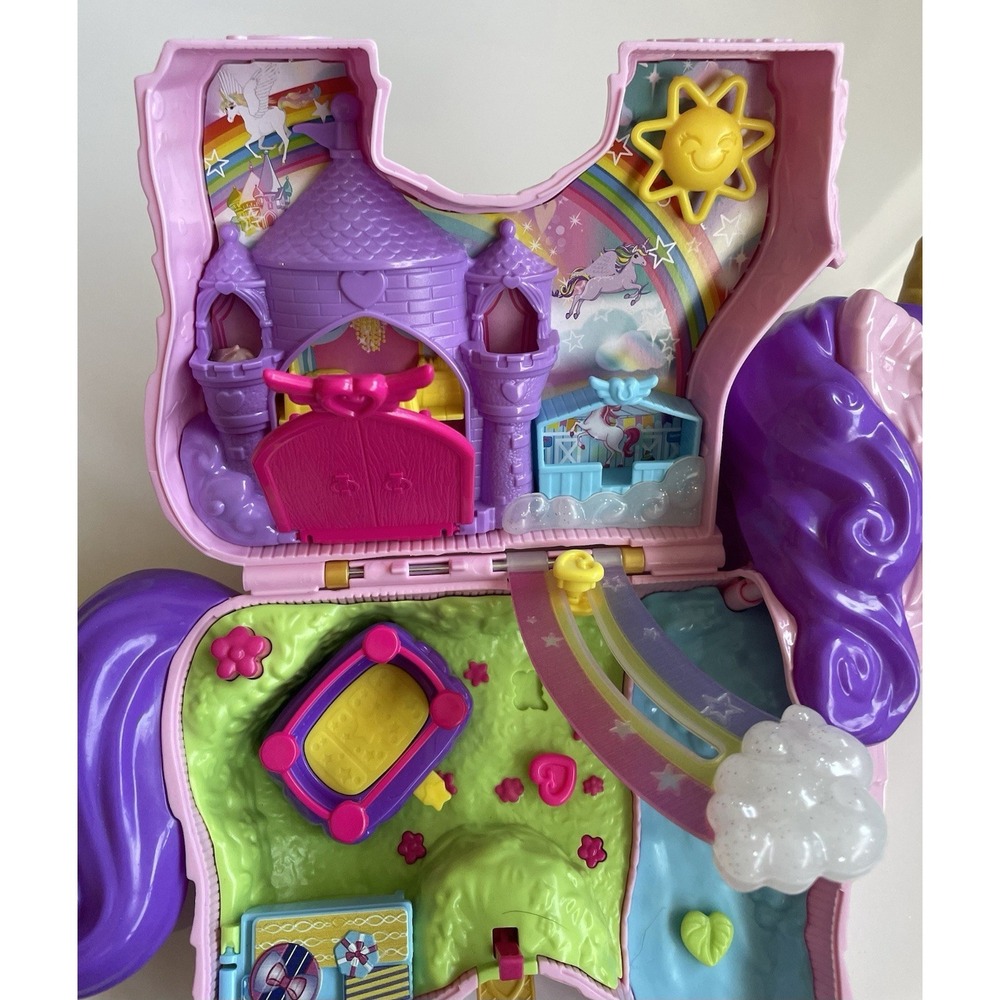 Polly Pocket Unicorn Party Compact Pink Purple Portable Whimsical No Figures - Picture 2 of 7